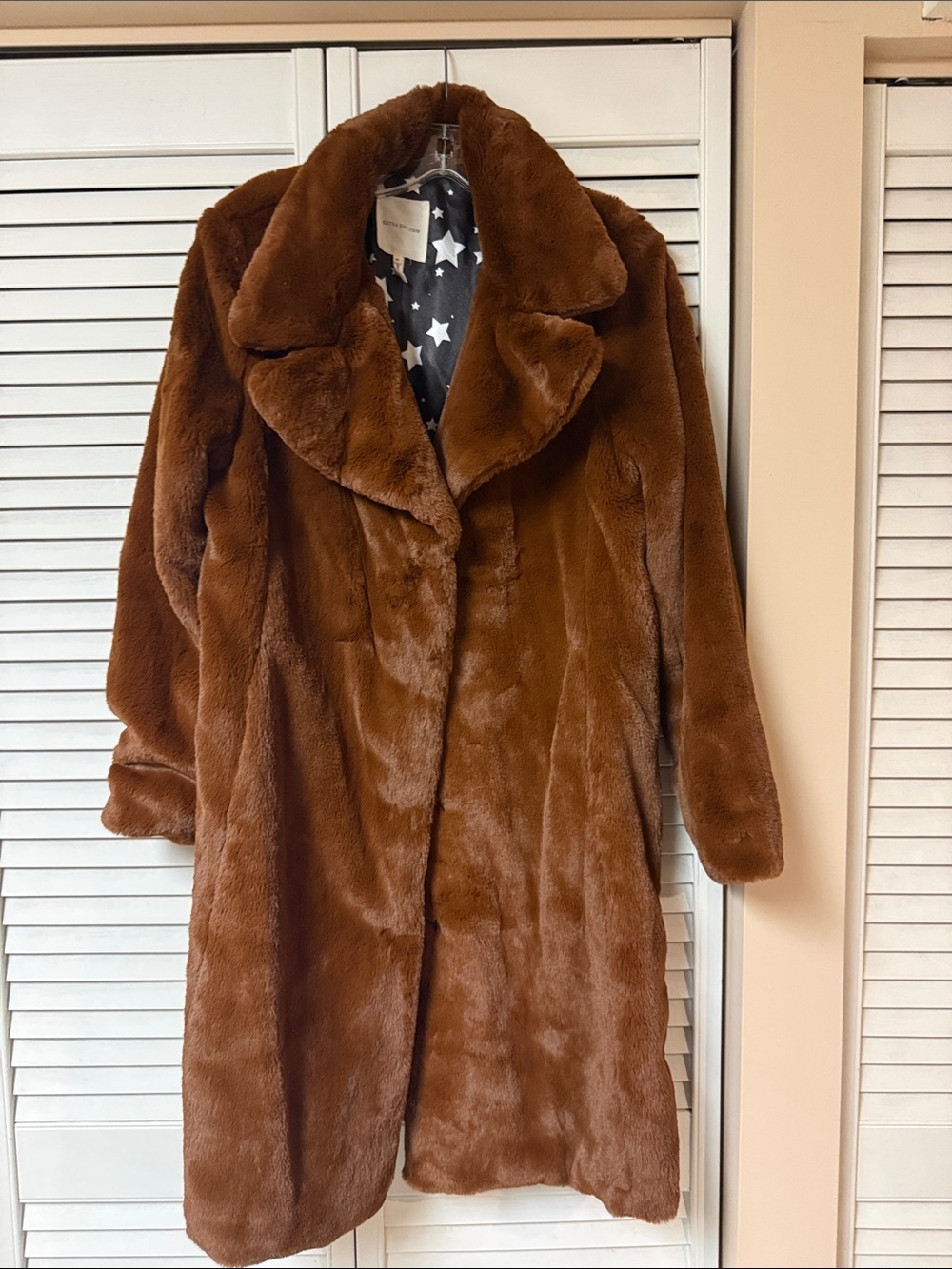 Avec Les Filles Faux Fur Long Coat - Brown